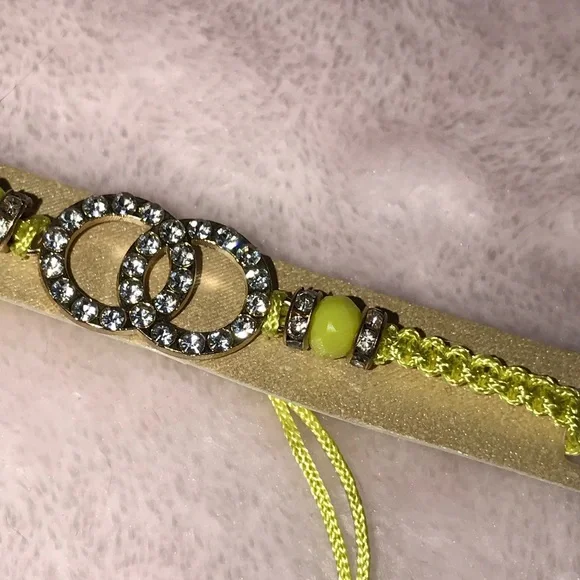 ✨✨5/$10✨✨ Lucky Yellow String Minimalist Thread Macrame Rope Bracelet w Crystal - Picture 2 of 6